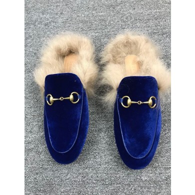 Gucci Princetown Velvet Slippers UQ0058