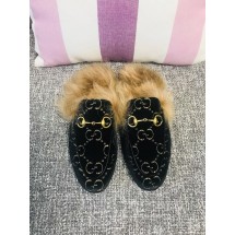 Best Imitation Gucci Princetown Velvet Slippers UQ1185