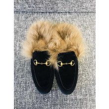 Imitation 1:1 Gucci Princetown Velvet Slippers UQ2435