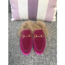 Imitation High Quality Gucci Princetown Velvet Slippers UQ2410